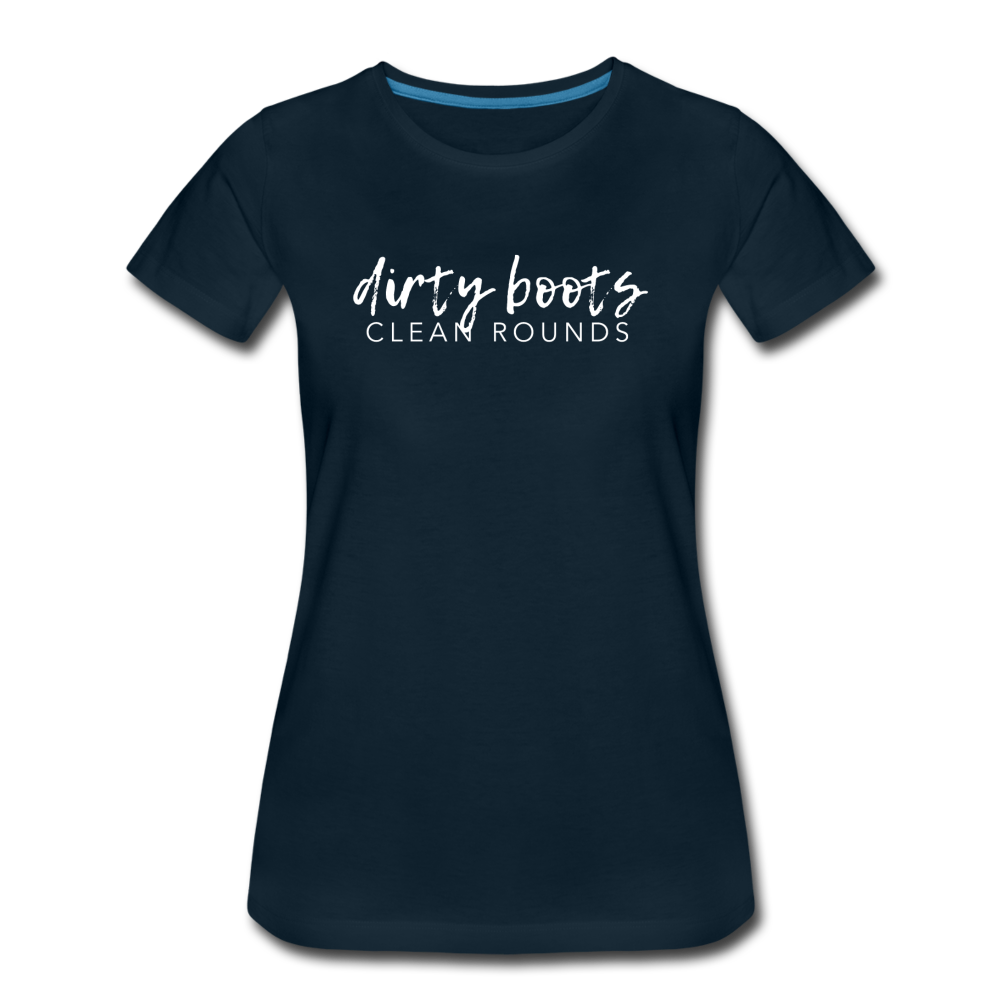 Dirty Boots, Clean Rounds Tee - deep navy