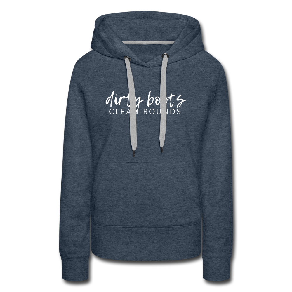 Dirty Boots, Clean Rounds Hoodie - heather denim